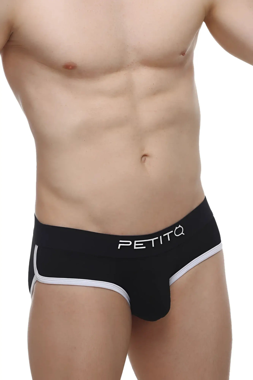 Black petitq brief retro modal in black with white trim featuring a sleek modern design and soft modal fabric