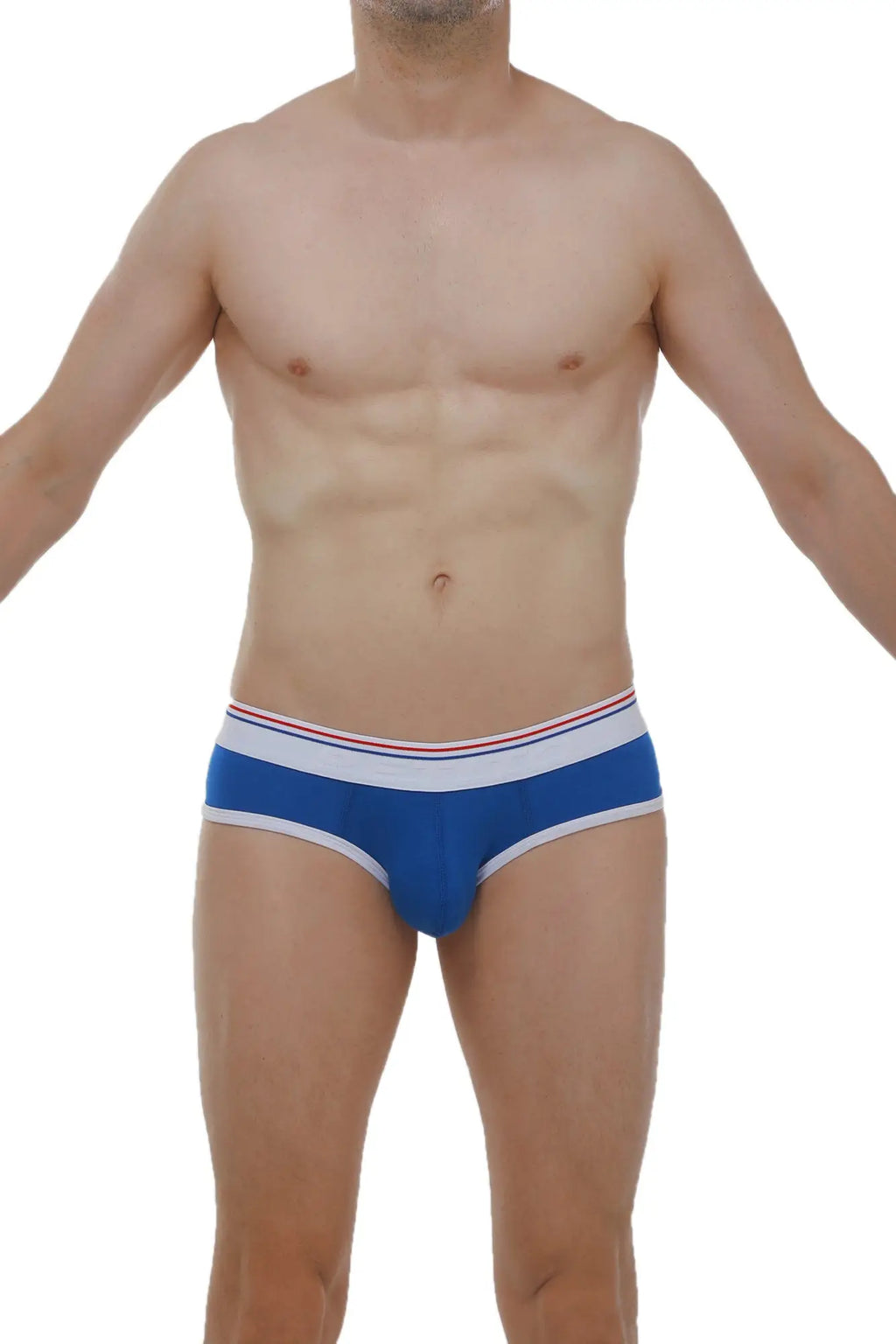 Blue men’s briefs petitq brief retro modal with white and red striped waistband in soft modal fabric