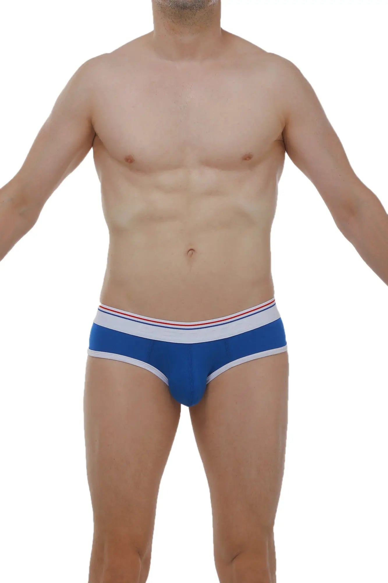 Blue men’s briefs petitq brief retro modal with white and red striped waistband in soft modal fabric