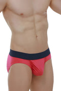 Bright pink satin briefs with navy blue elastic waistband made from modal fabric by petitq brief taik fuchsia