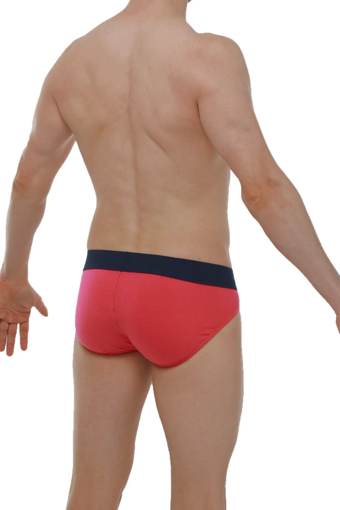 PetitQ brief Taik modal fuchsia in red with a navy blue waistband made from soft modal fabric