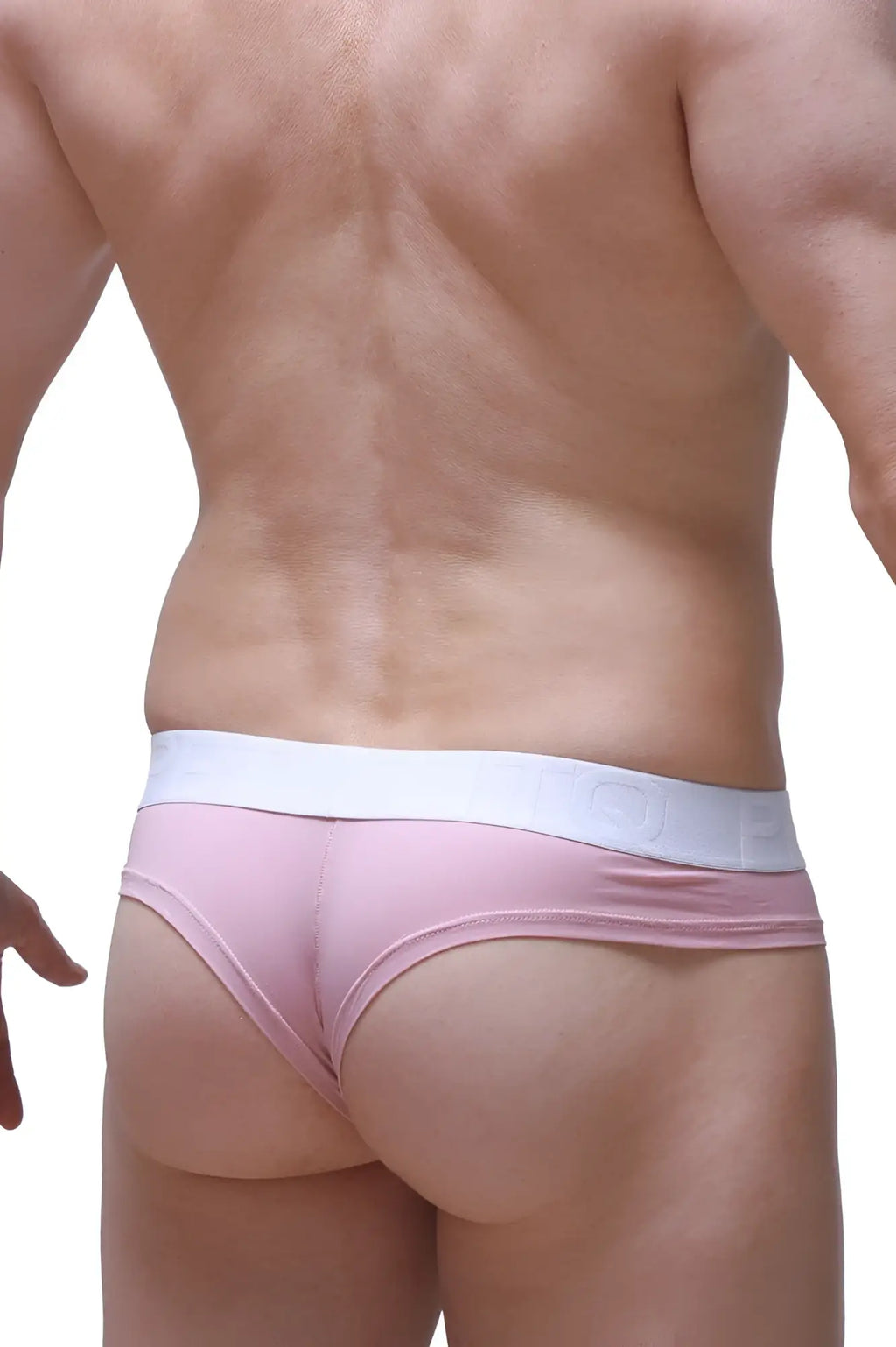 Petitq cheeky brief pink thong with white elastic waistband in skine tea rose color for comfortable wear