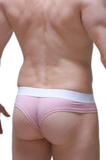 Petitq cheeky brief pink thong with white elastic waistband in skine tea rose color for comfortable wear