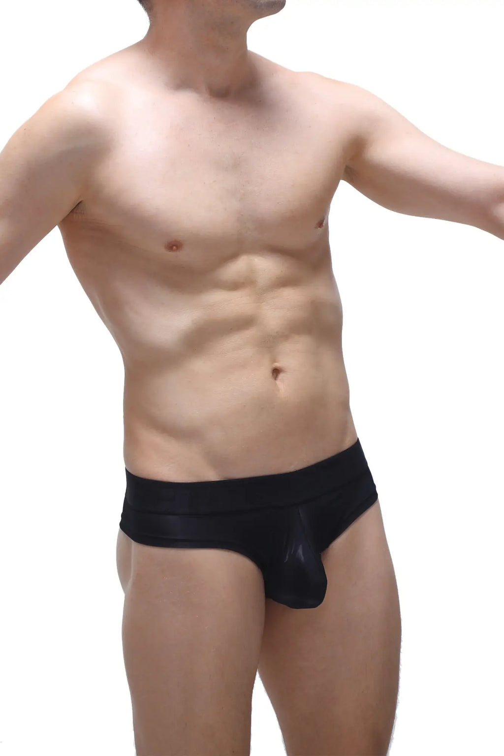 Petitq cheeky brief voile black men’s briefs with smooth form-fitting design in soft voile fabric visible from the back