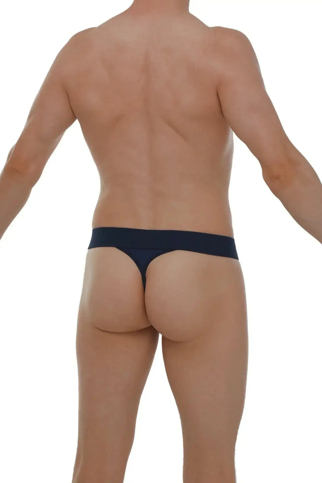 Navy blue petitq g-string chanac plum made of smooth stretchable fabric with sleek minimalist design shown from back