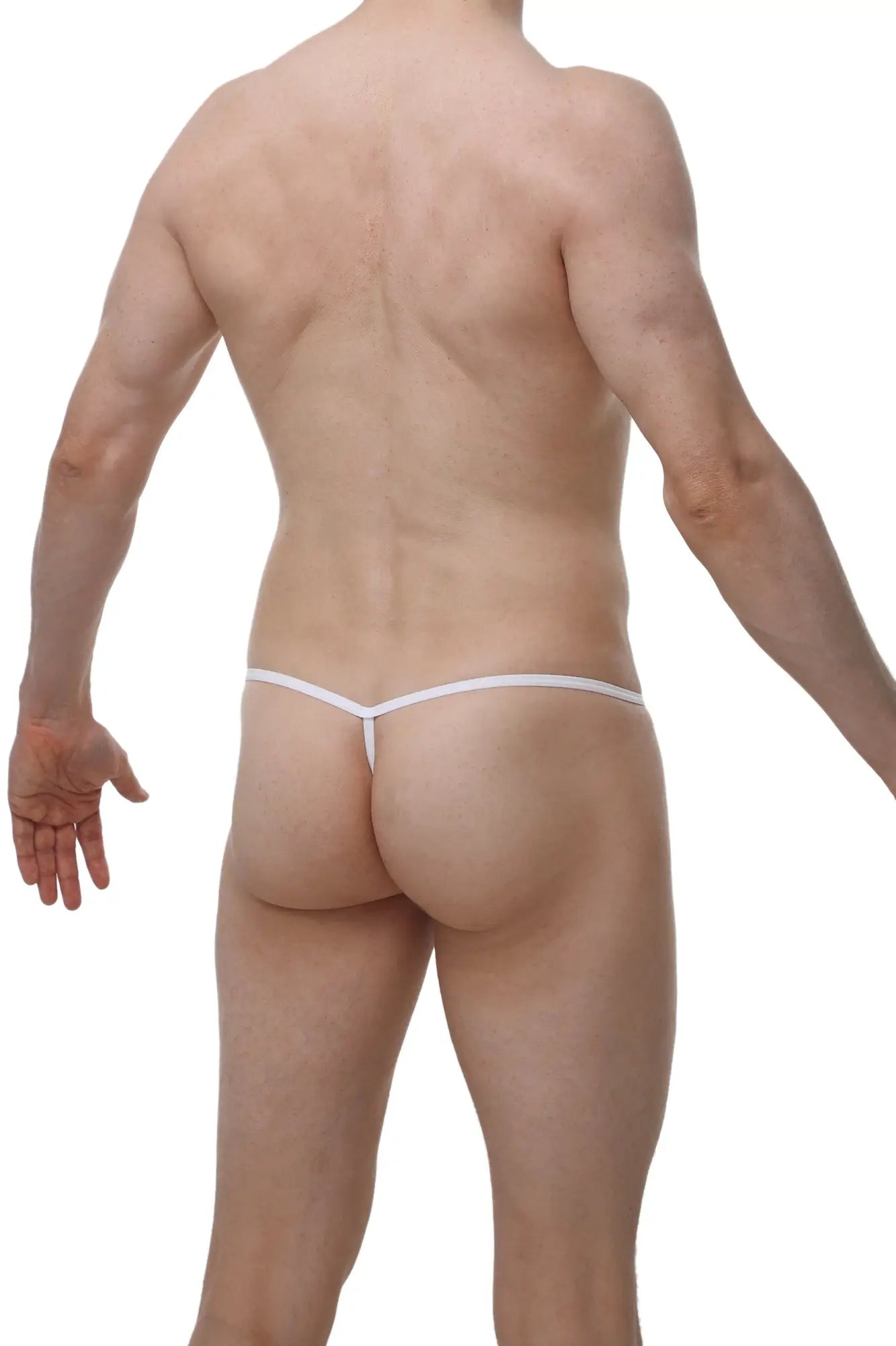 White seamless thong with thin straps from petitq g-string herat new denim collection