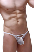 White mesh thong petitq g-string roppe mesh white with a supportive contoured design shown from the back side