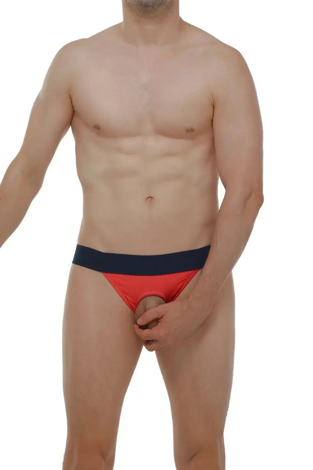 Petitq jockstrap anjouin fuchsia red and navy blue athletic briefs with snug fit design for active wear