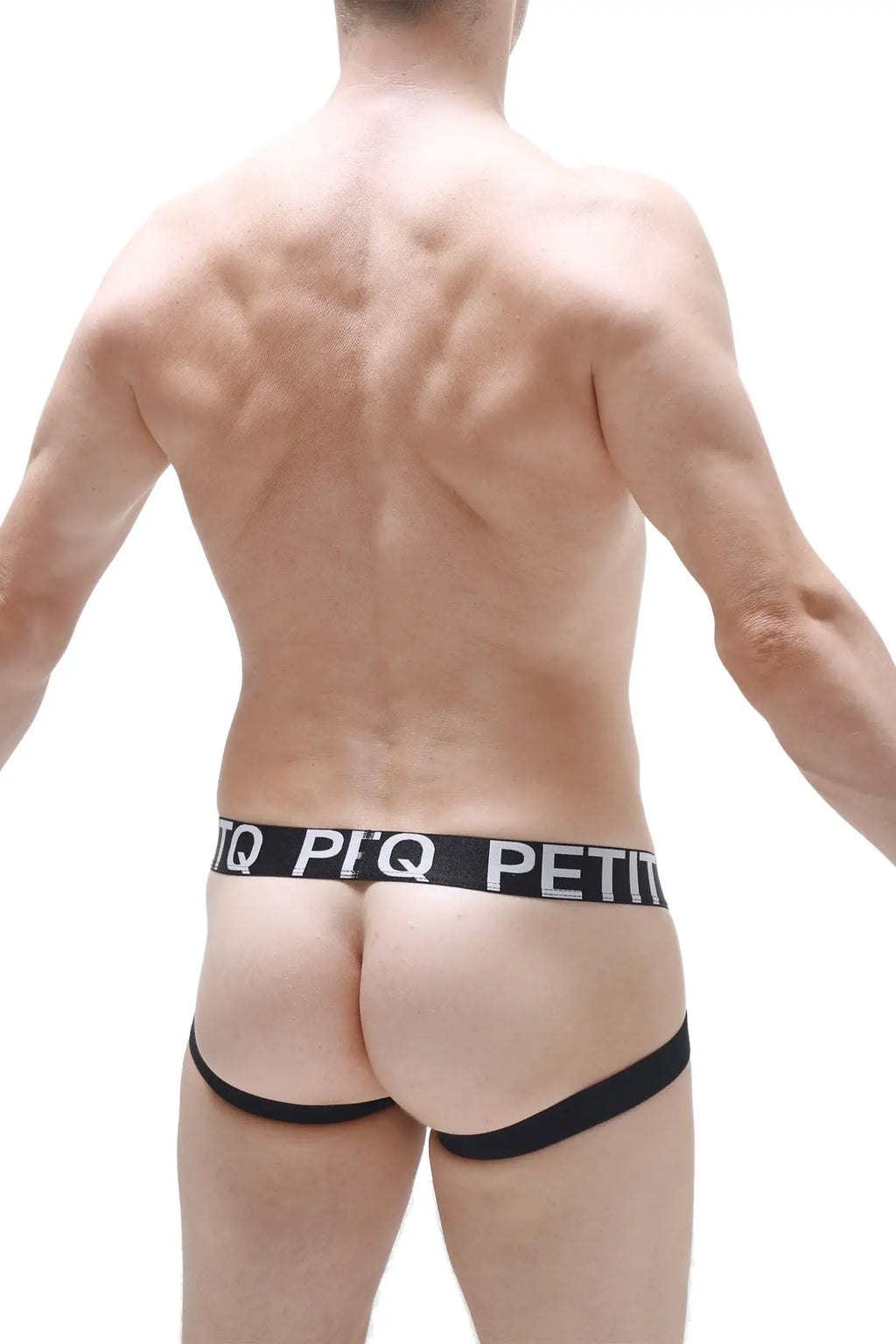 Black petitq jockstrap arlas net briefs with sleek form-fitting design made from breathable net fabric