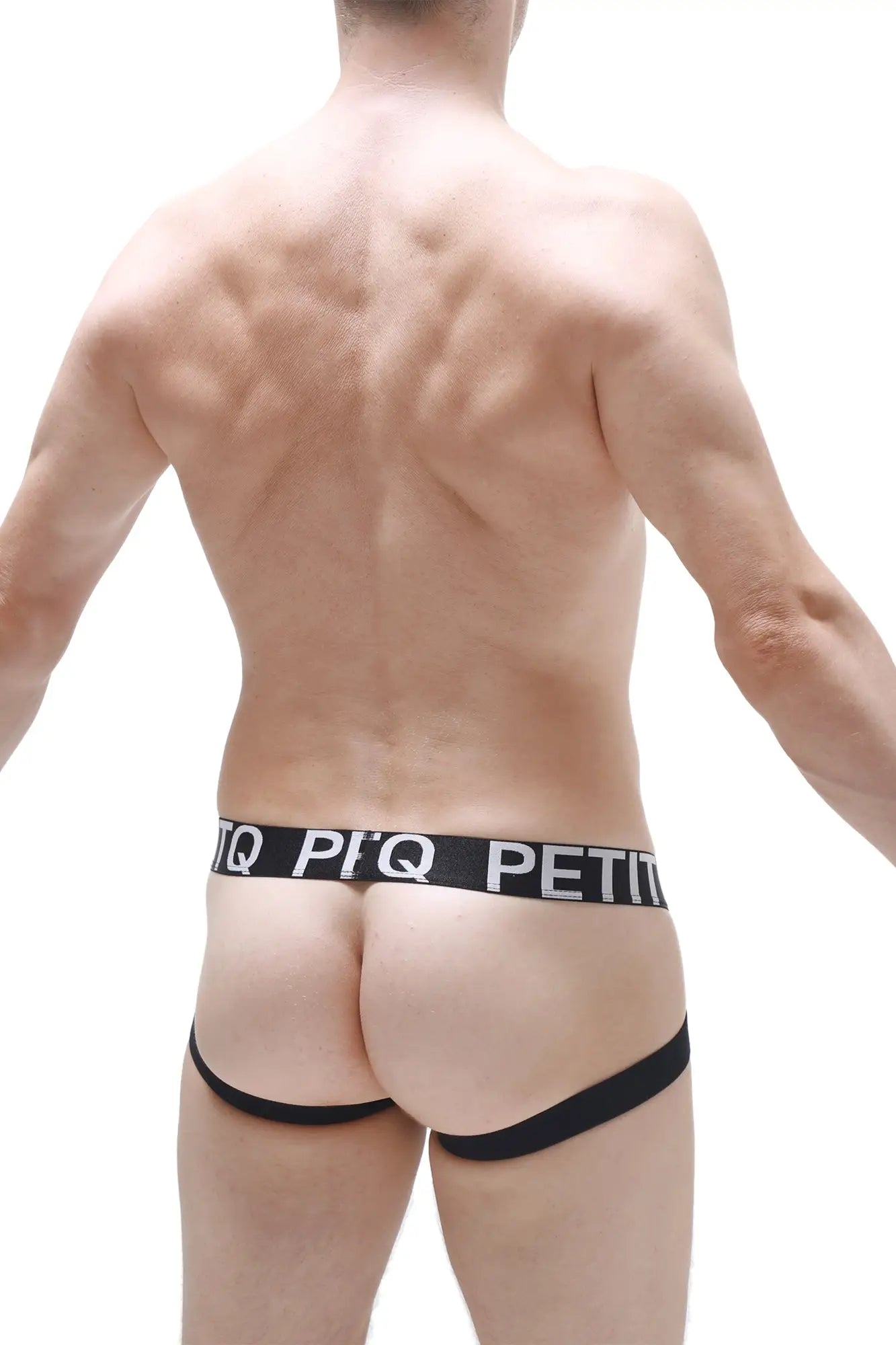 Black petitq jockstrap arlas net briefs with sleek form-fitting design made from breathable net fabric