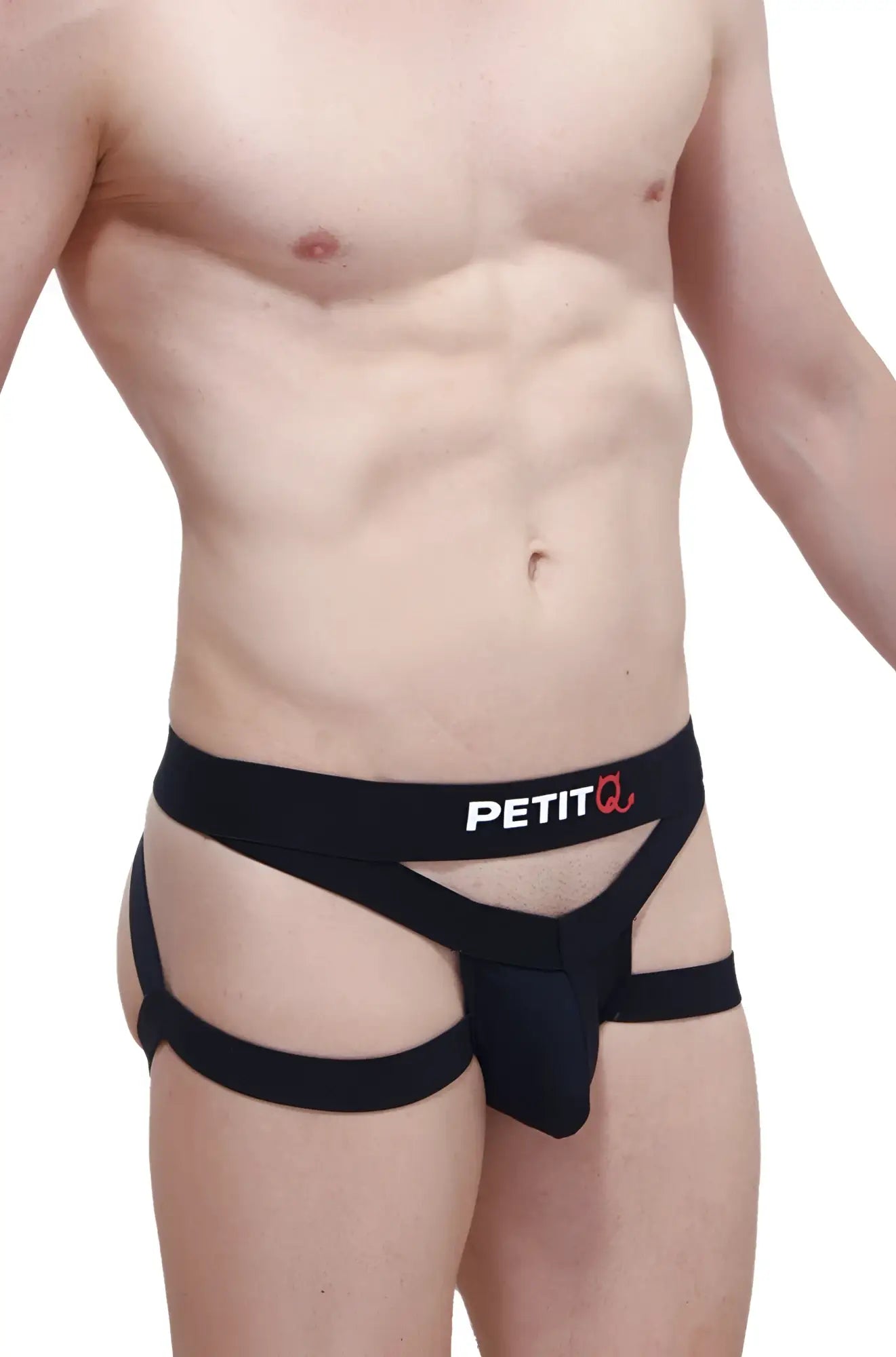 Black PetitQ jockstrap Baho men’s briefs with distinctive cut and reinforced straps for comfortable support
