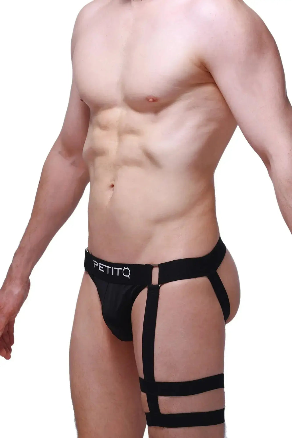 Black petitq jockstrap calenge men’s briefs with a supportive strappy design for comfortable wear