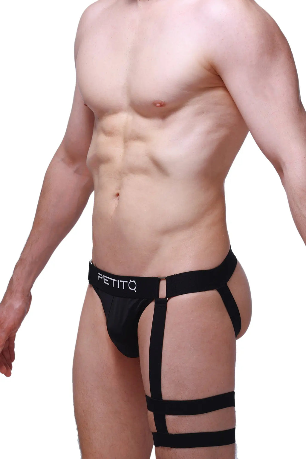 Black petitq jockstrap calenge men’s briefs with a supportive strappy design for comfortable wear