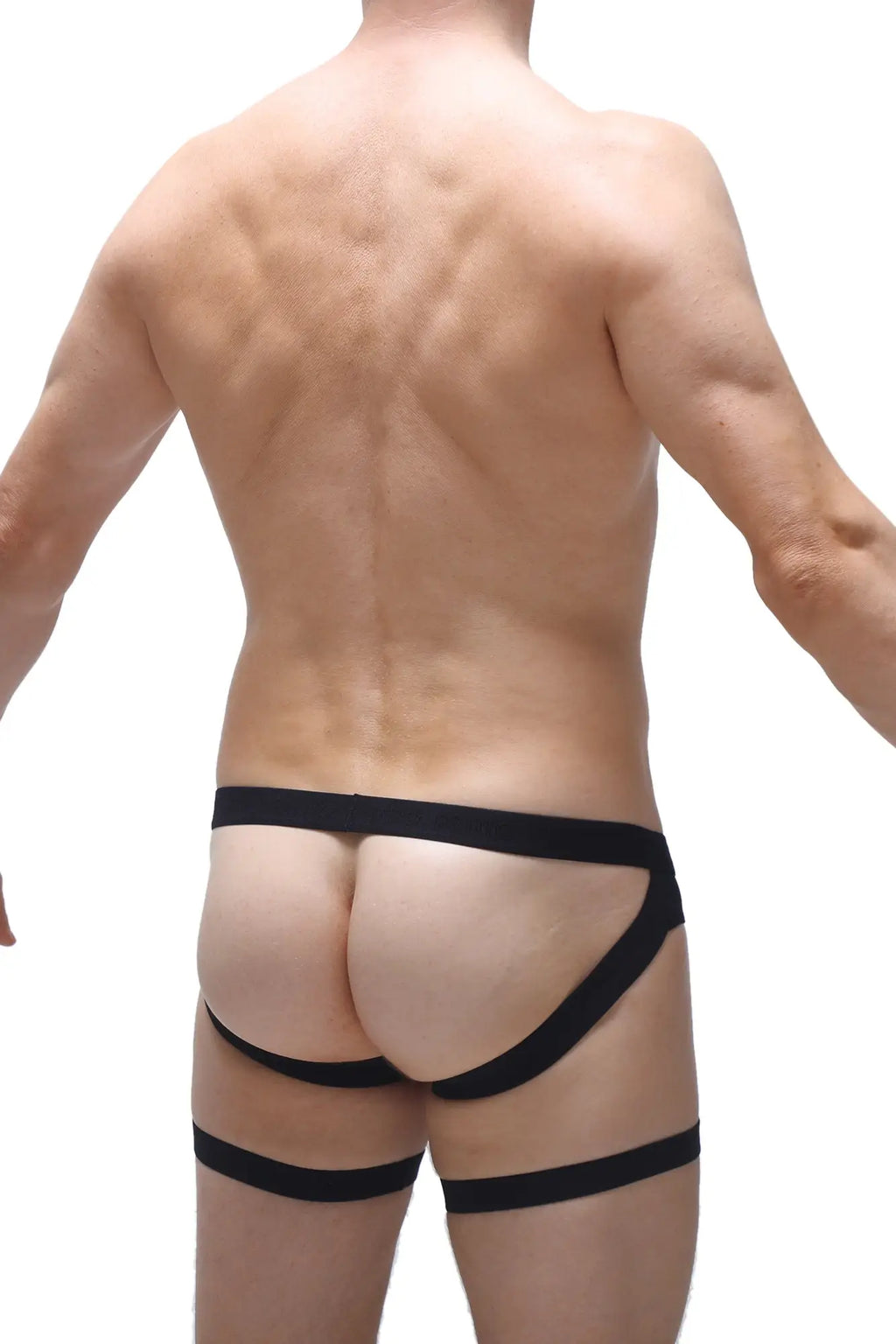 Petitq jockstrap garter black form-fitting athletic briefs with supportive design and elastic waistband front view