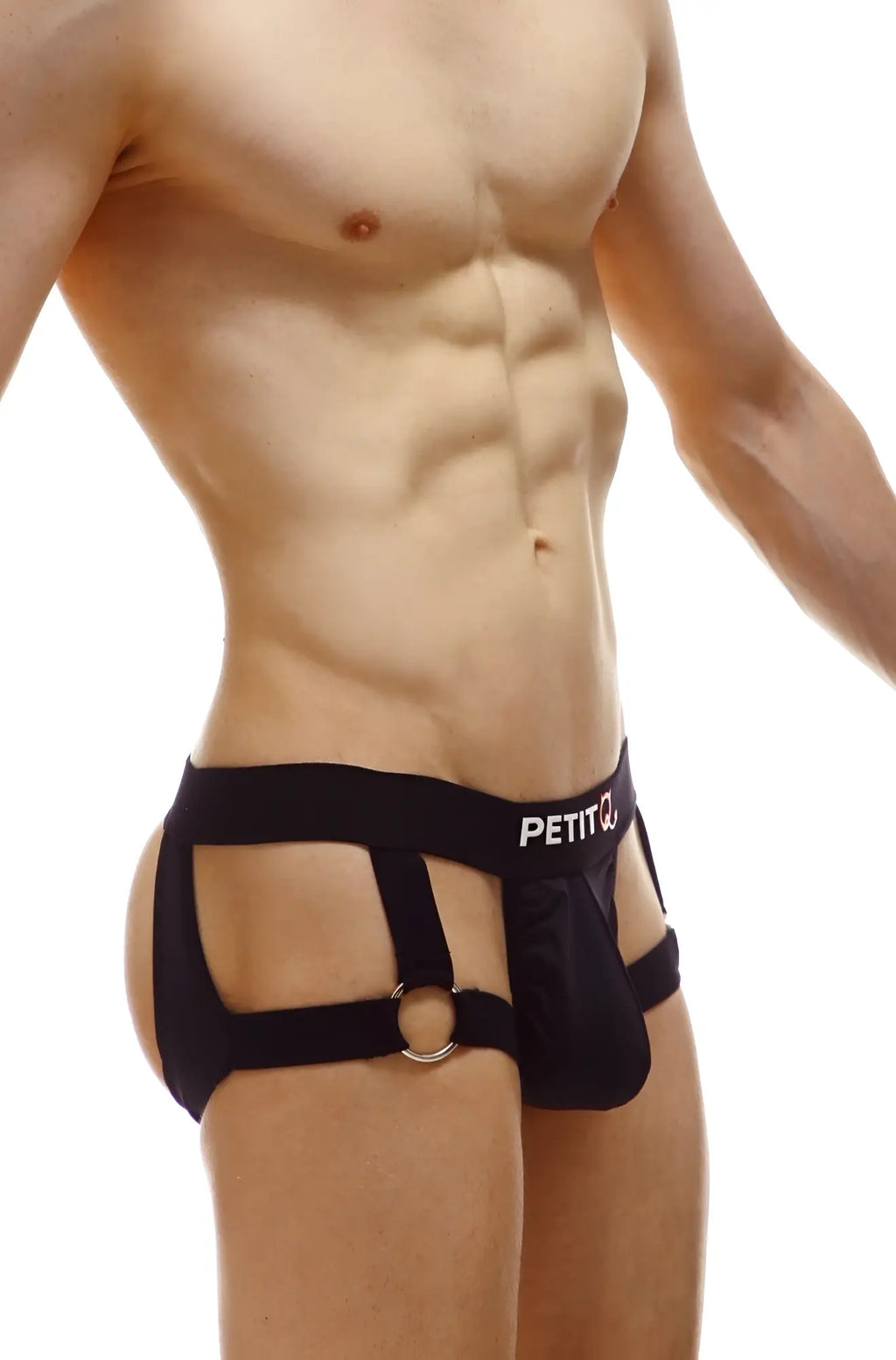 Black petitq jockstrap mijoux noir briefs with central ring and side straps made from soft fabric
