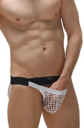 White mesh briefs with black petito waistband from petitq jockstrap monviel white collection