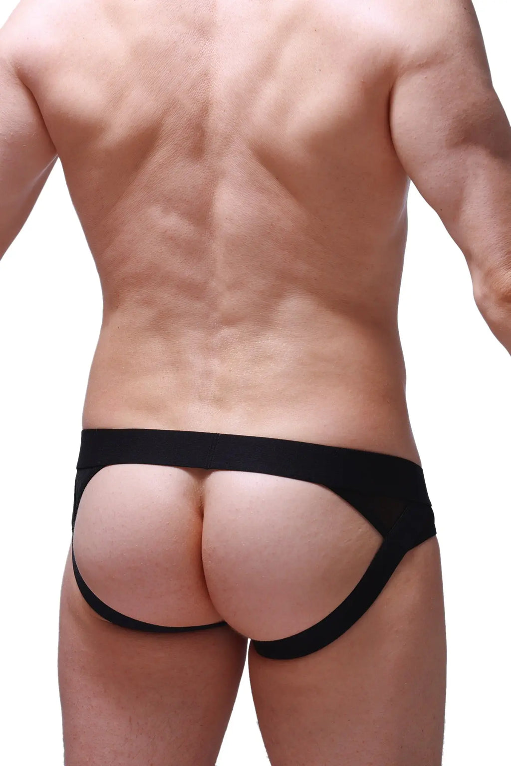 Petitq jockstrap mosset black in black form-fitting athletic briefs with a supportive waistband and leg openings