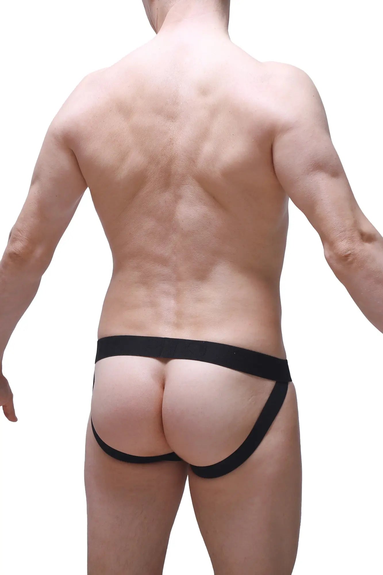Black sleek form-fitting PetitQ jockstrap Pinces Prussian briefs with supportive waistband for comfortable wear