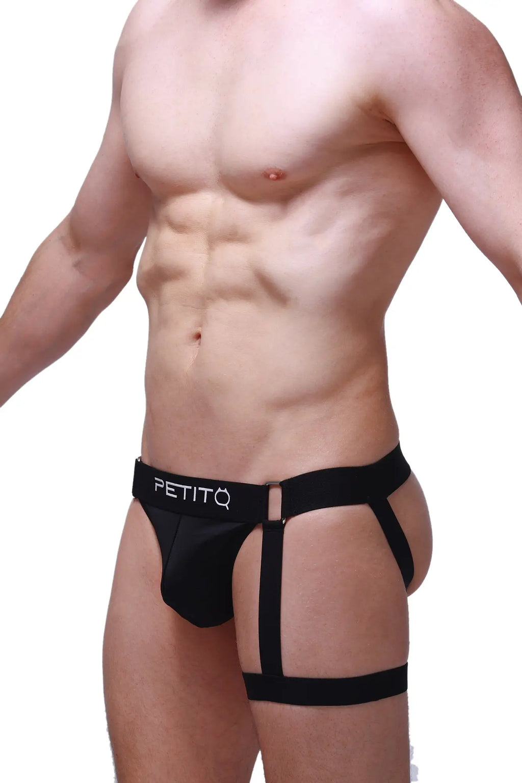 Black petitq jockstrap men’s briefs with supportive strappy design for comfortable active wear