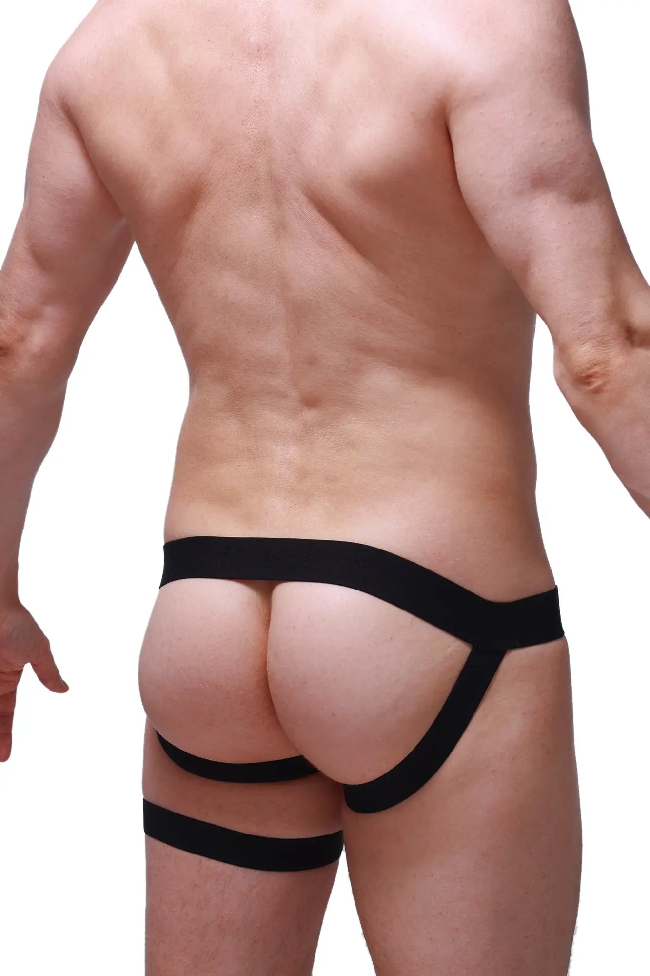 PetitQ jockstrap Prenay black three-strapped briefs with sleek minimalist design in form-fitting black material