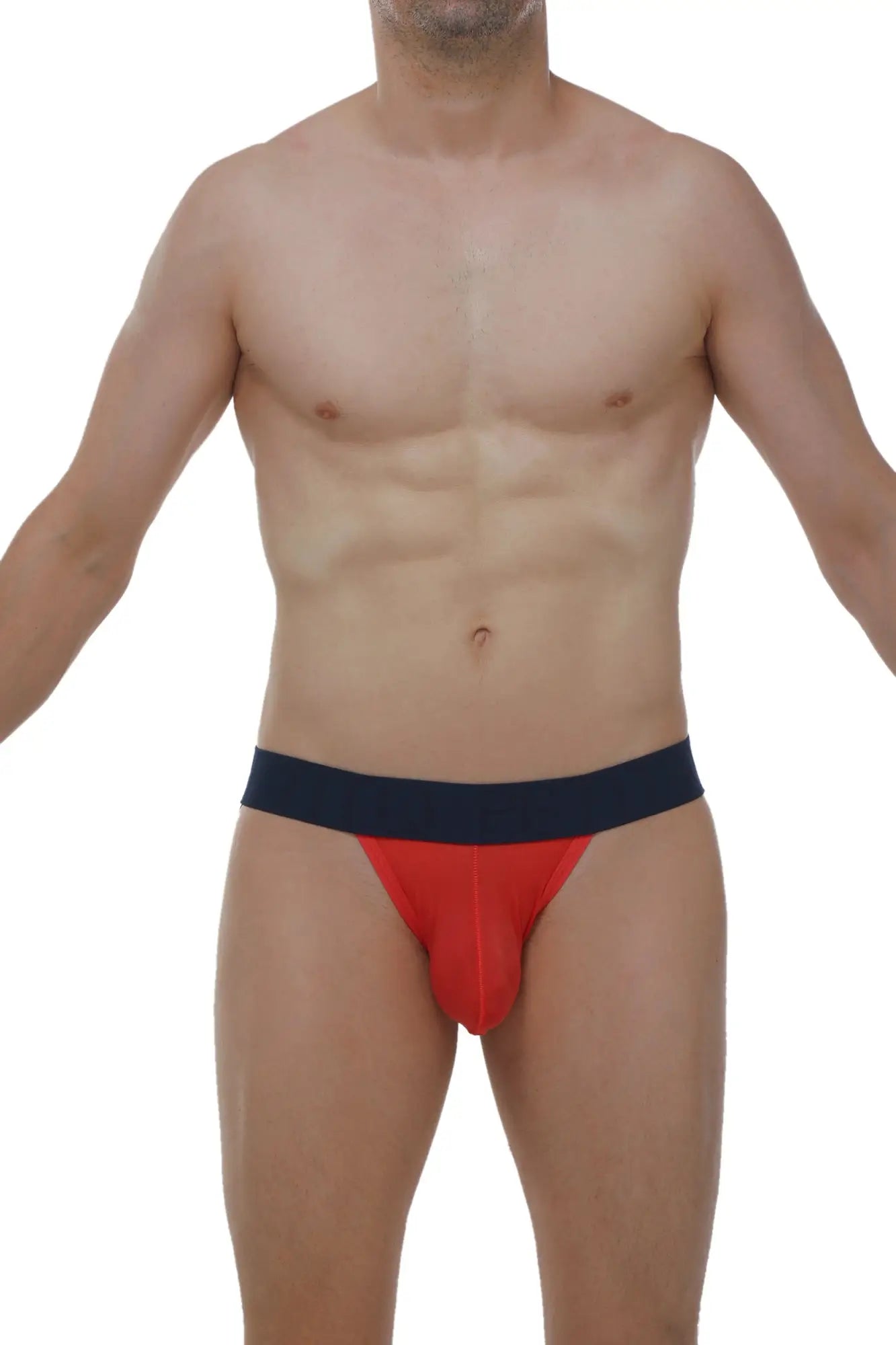 Petitq jockstring plum crimson red and navy blue athletic briefs with a snug form-fitting design