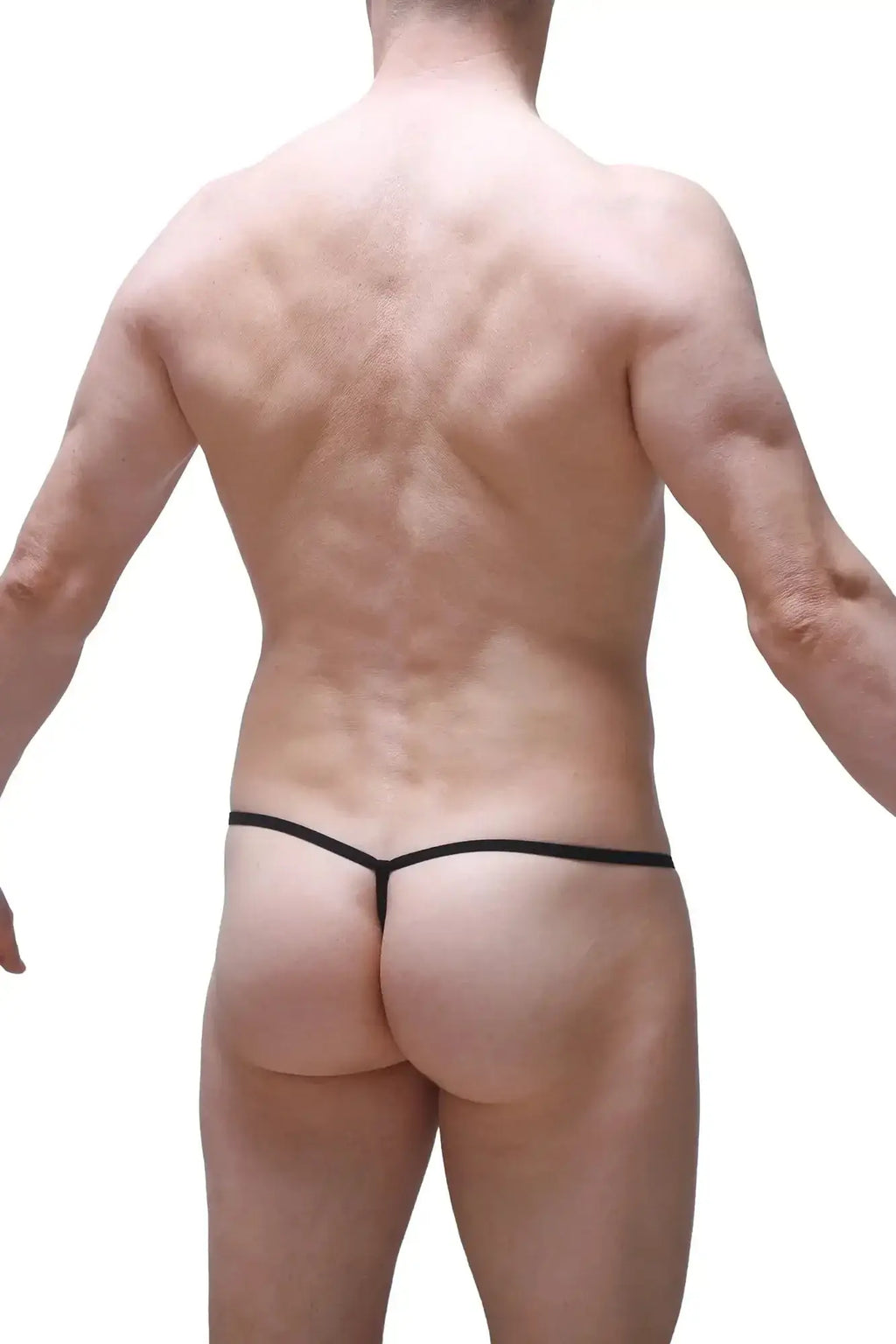 Black thong PetitQ Micro G-string Prussian with thin sleek design showing the back side for minimal coverage