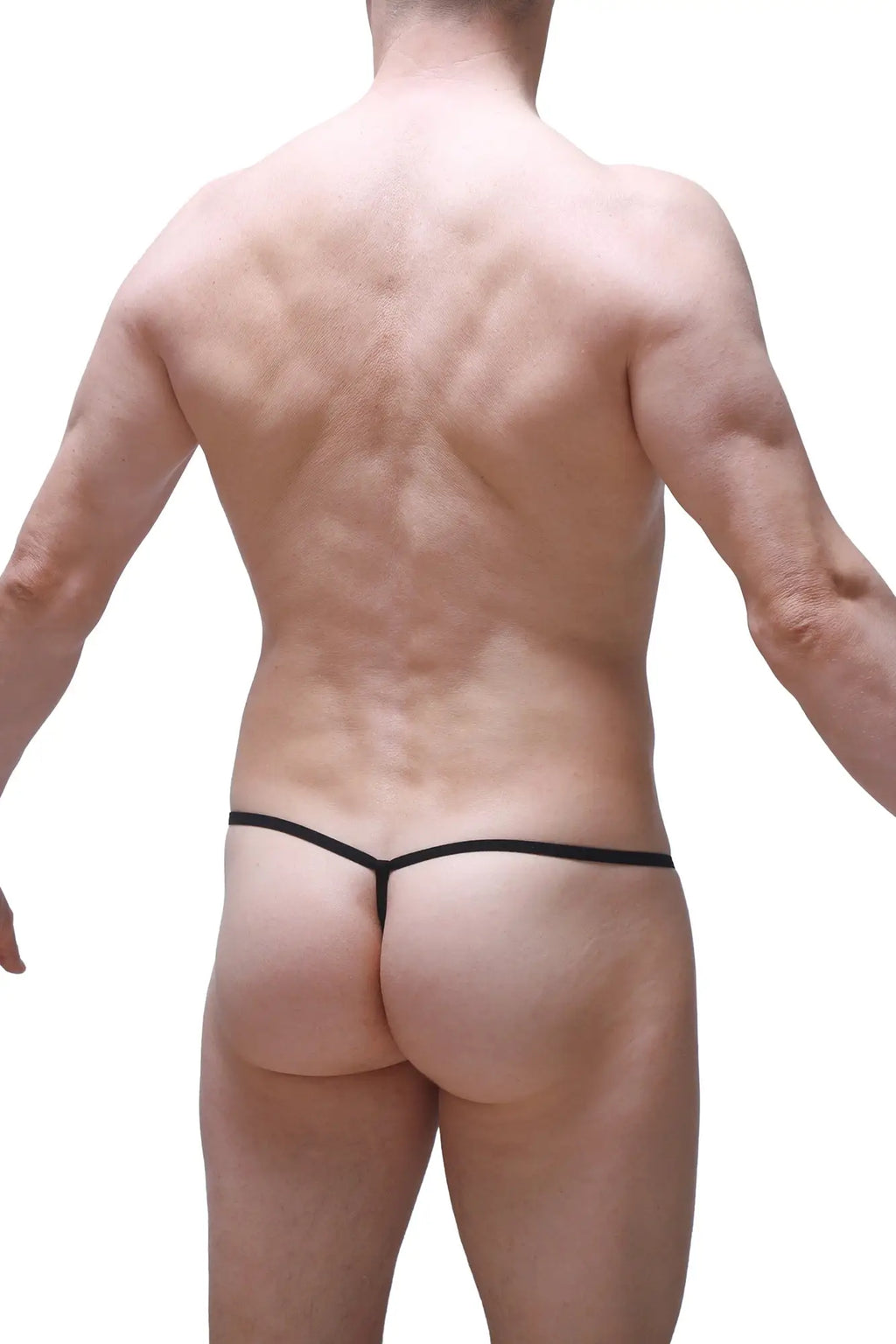 Black thong PetitQ Micro G-string Prussian with thin sleek design showing the back side for minimal coverage