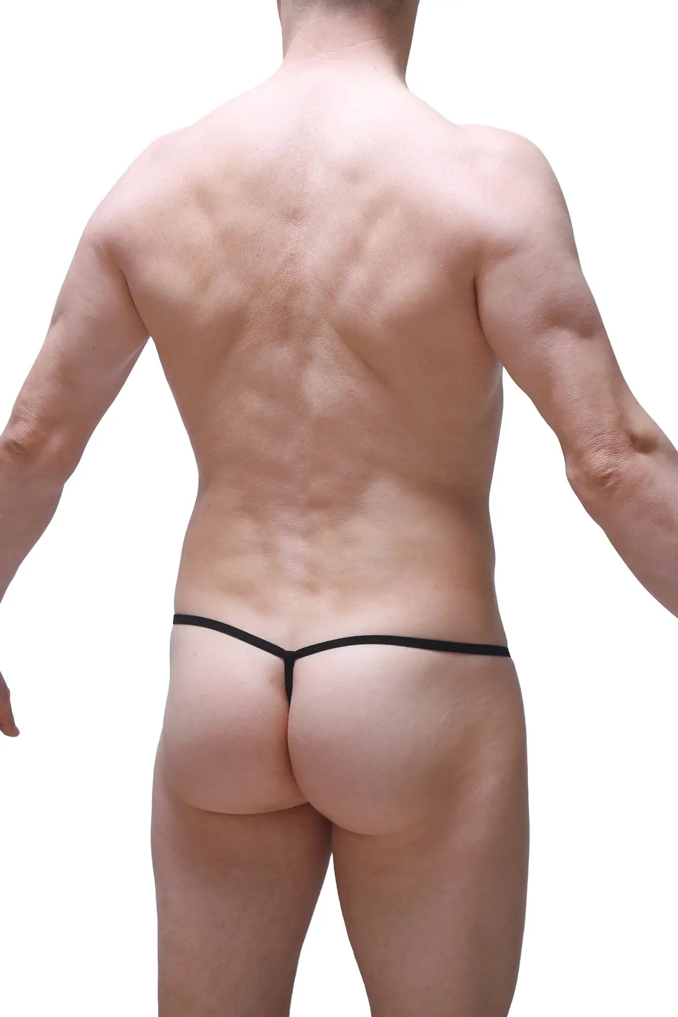 Black thong PetitQ Micro G-string Prussian with thin sleek design showing the back side for minimal coverage