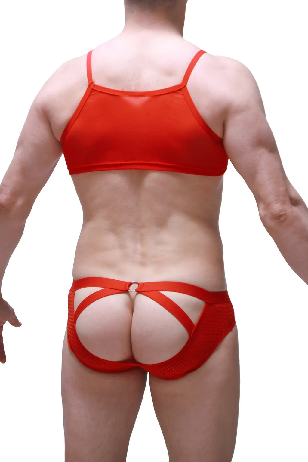 Red mesh lingerie set petitQ micro tank net red with thin straps and cut-out design for intimate wear