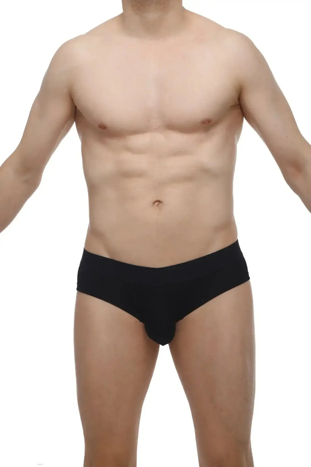 Black petitq mini boxer cheeky briefs with smooth form-fitting design made of modal fabric