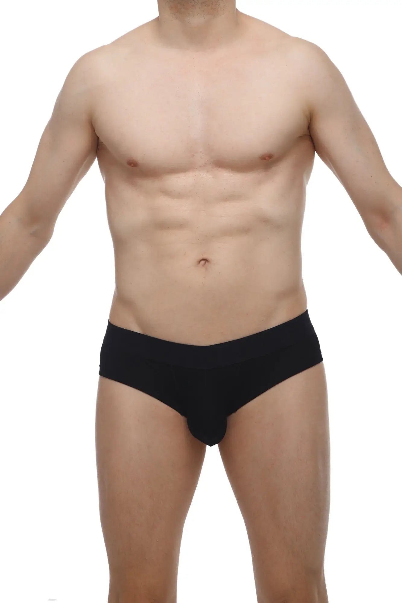 Black petitq mini boxer cheeky briefs with smooth form-fitting design made of modal fabric