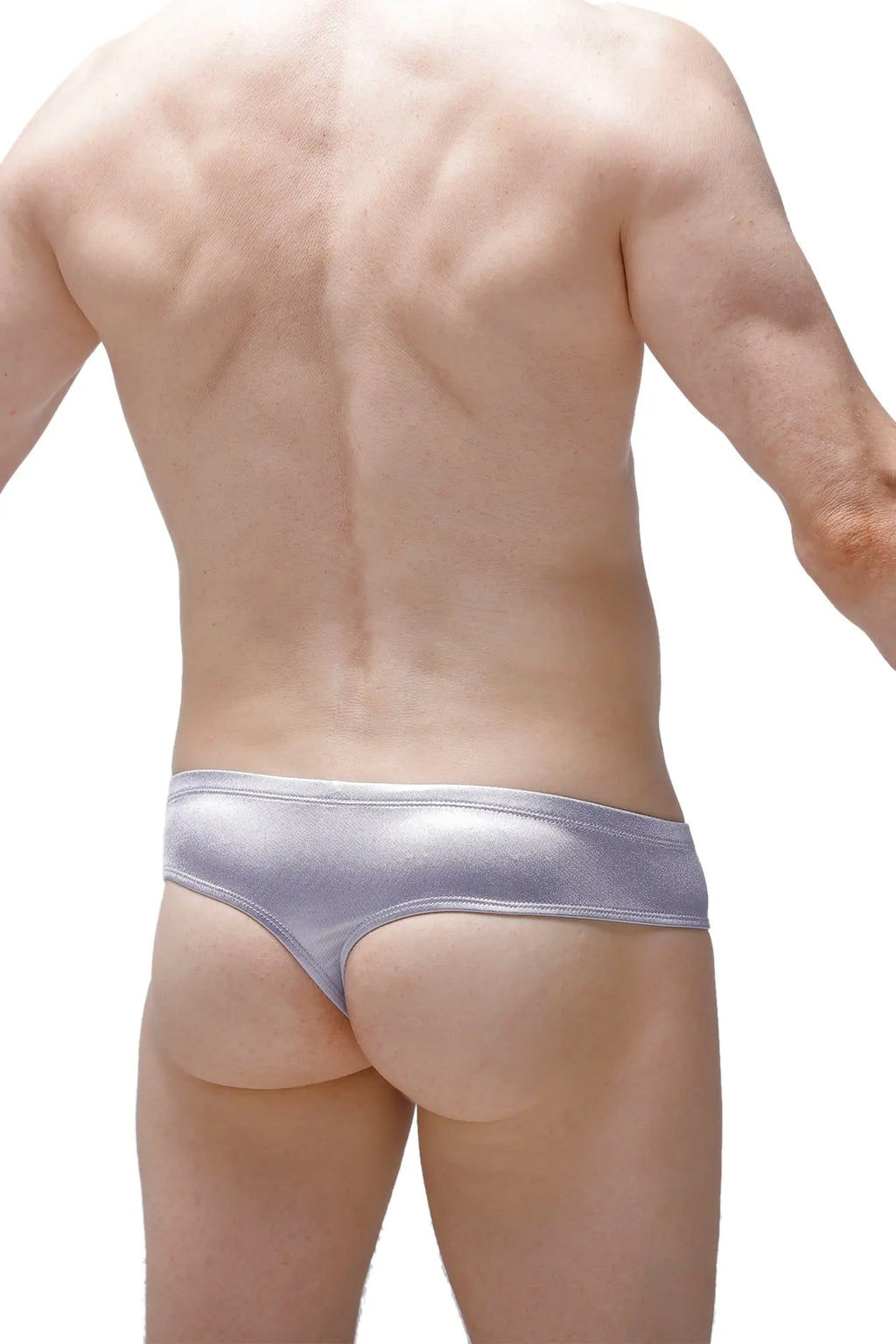 Petitq mini boxer satin silver metallic briefs in a sleek form-fitting design with silver satin finish
