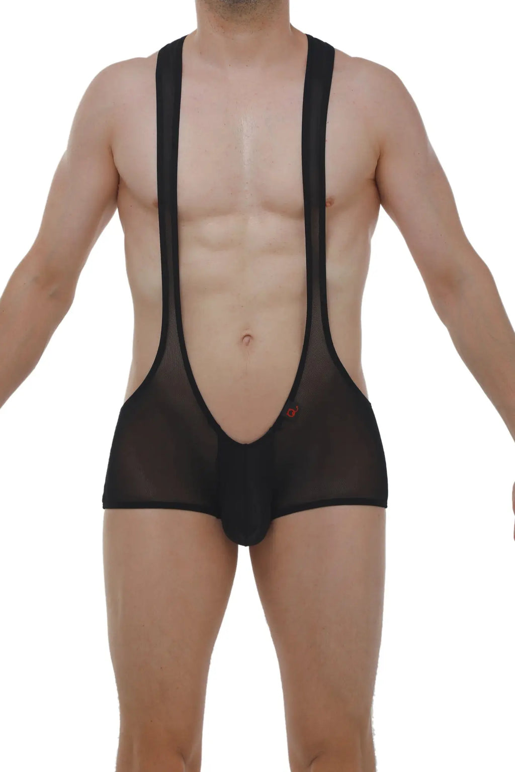 Petitq mini singlet net black sheer mesh suspenders with low cut front and solid black trim