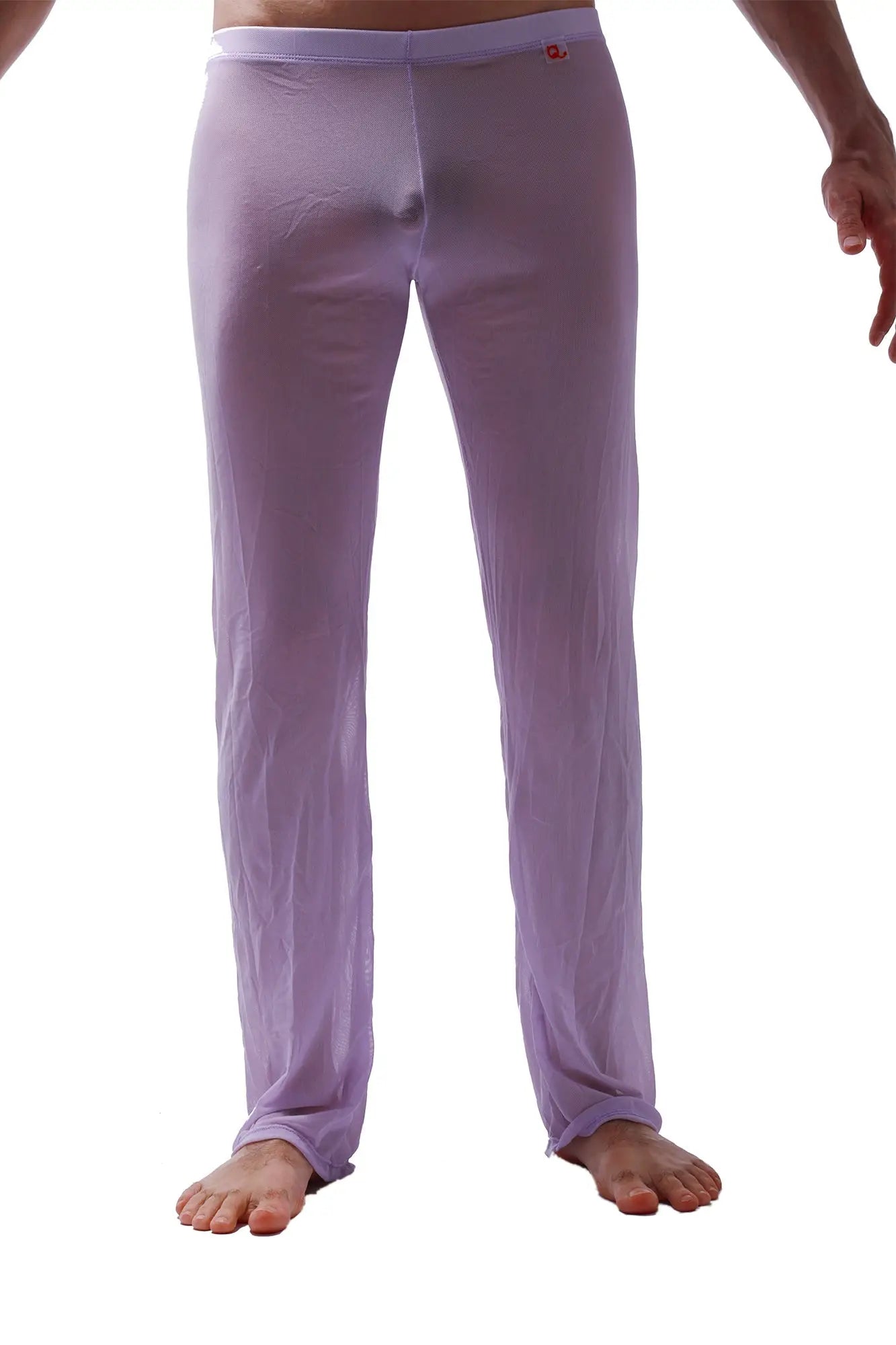 PetitQ pants net lilac sheer purple form-fitting men’s lounge pants with snug waistband and ankle cuffs