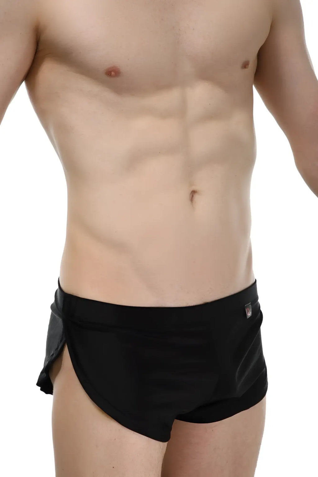 PetitQ running shorts black sleek black athletic briefs with form-fitting design and subtle gray side panels