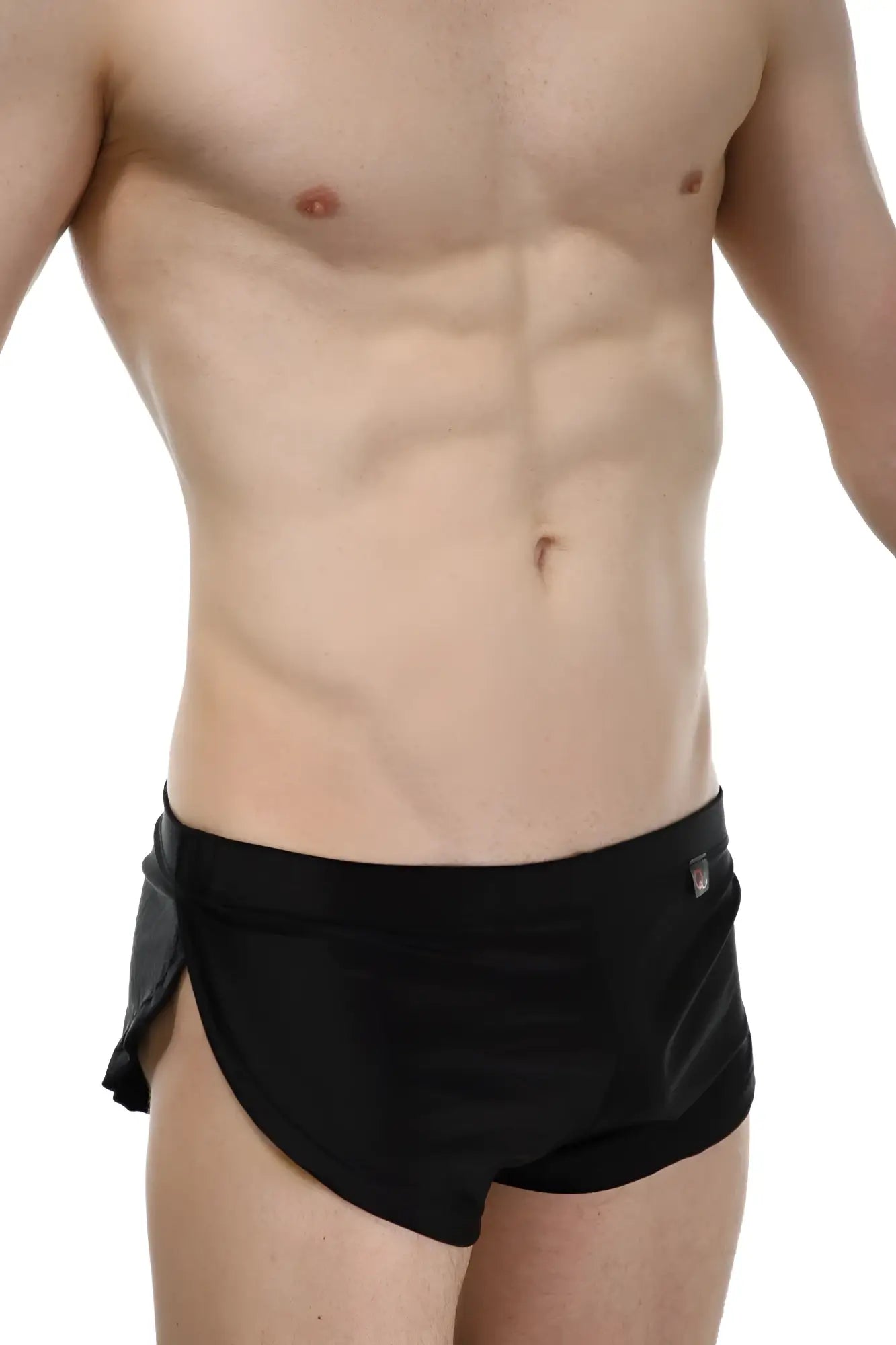PetitQ running shorts black sleek black athletic briefs with form-fitting design and subtle gray side panels