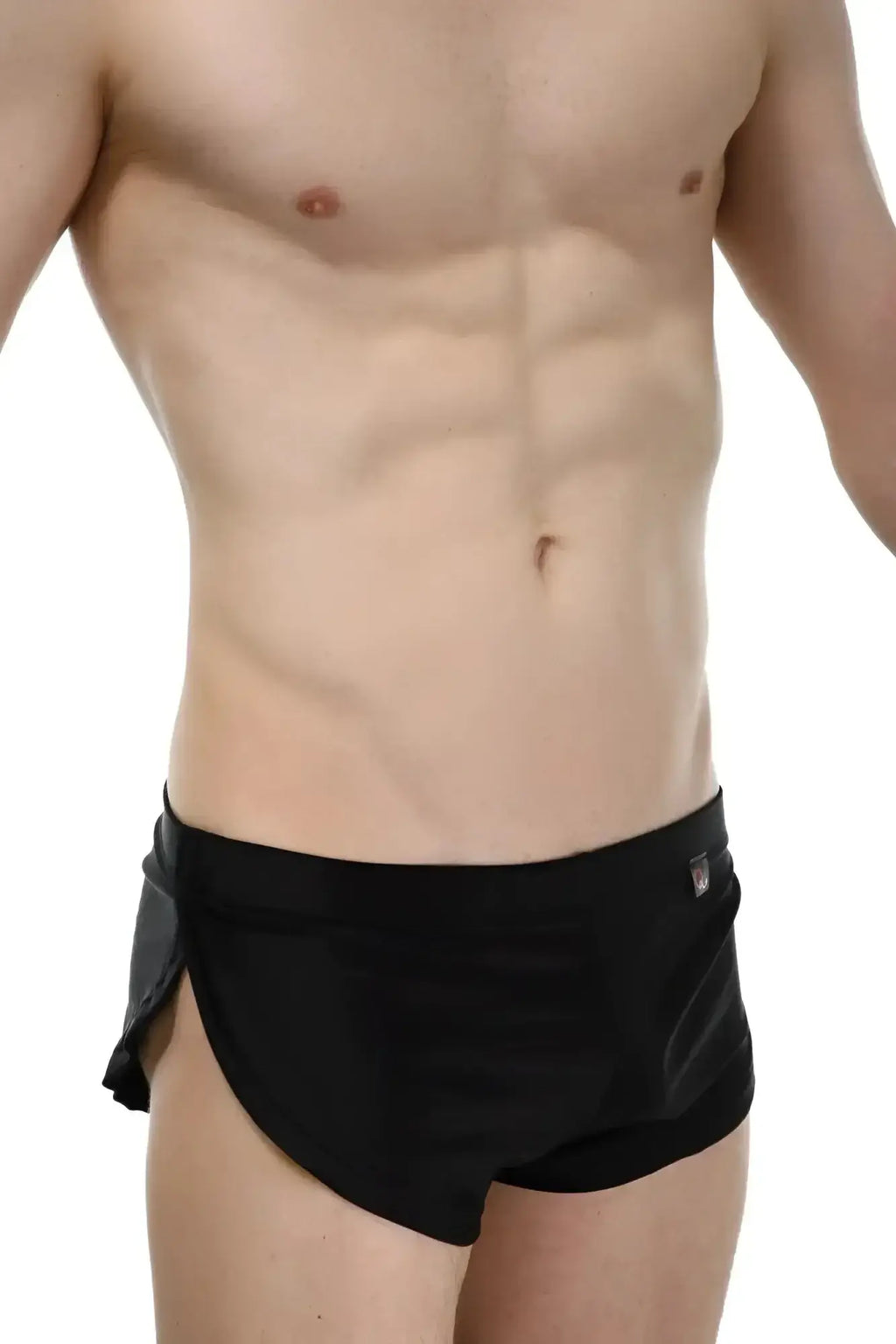 PetitQ running shorts black sleek black athletic briefs with form-fitting design and subtle gray side panels