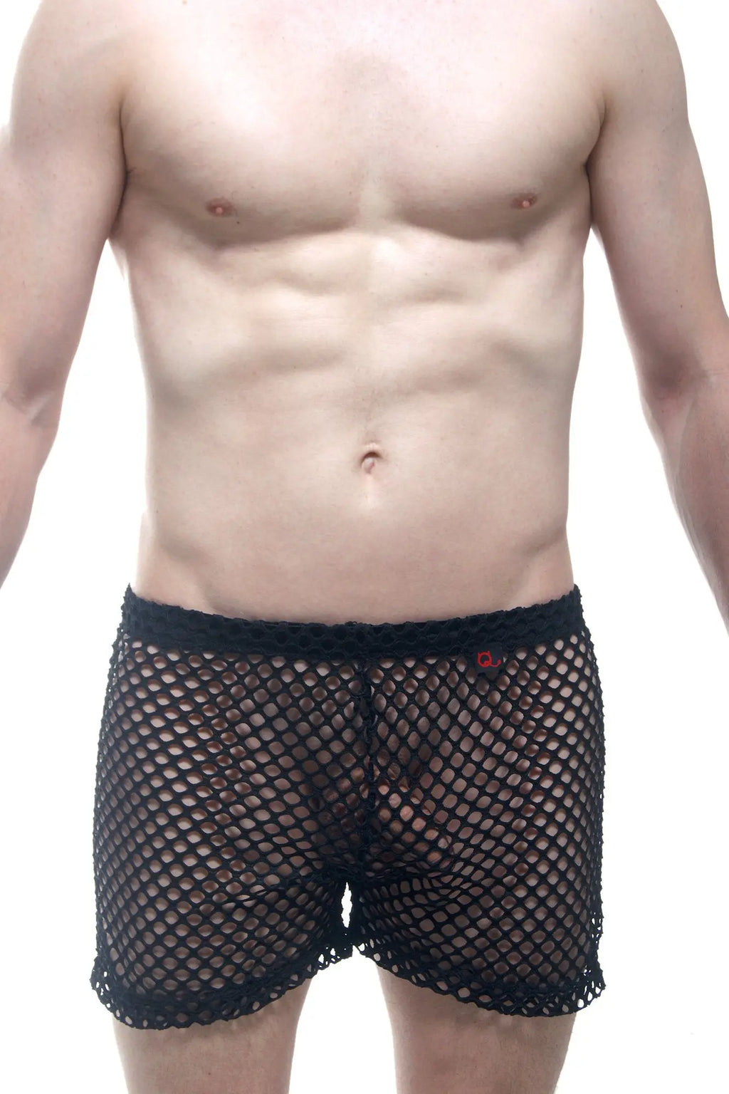 Petitq shorts fishnet black mesh boxer shorts with solid black waistband for breathable comfort and style