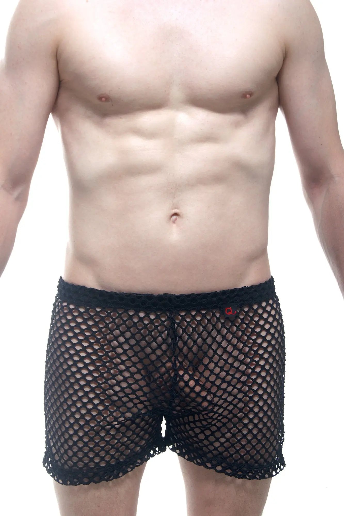 Petitq shorts fishnet black mesh boxer shorts with solid black waistband for breathable comfort and style