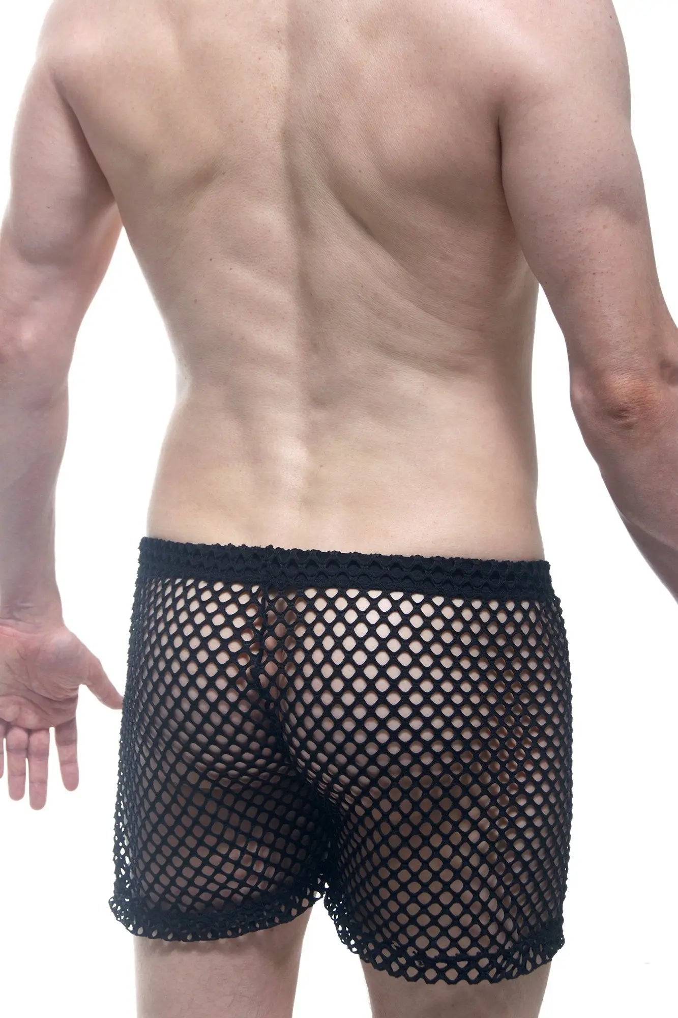 Petitq shorts fishnet black snug black mesh shorts with elastic waistband and form-fitting design