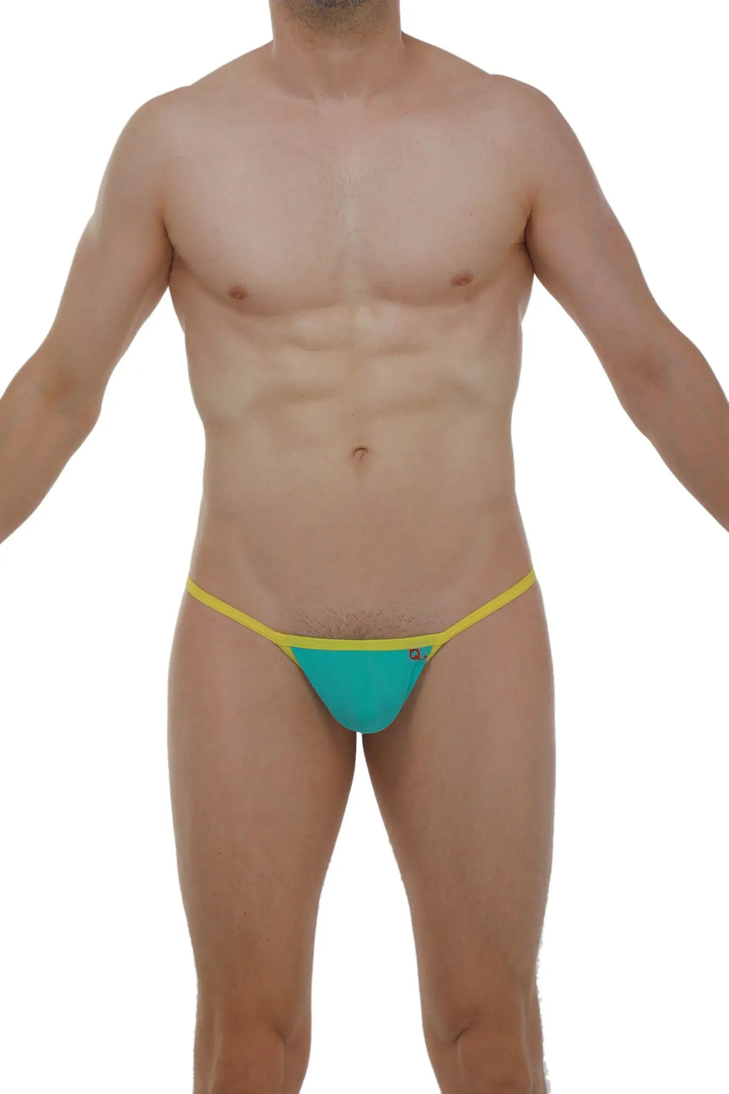 Petitq slingshot herat green turquoise and yellow thong with snug form-fitting design for confident wear