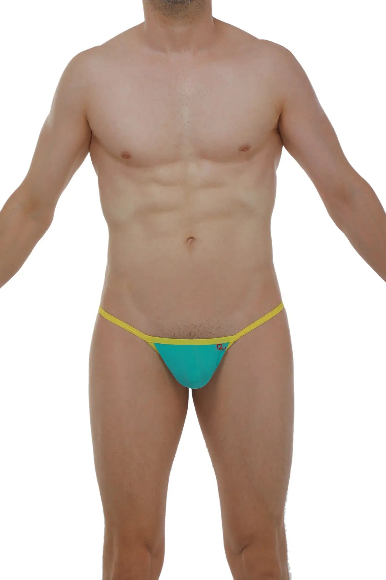 Petitq slingshot herat green turquoise and yellow thong with snug form-fitting design for confident wear