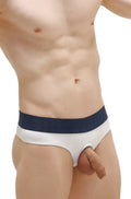 White briefs with a navy blue waistband from petitq thong anjouin in white for comfortable everyday wear