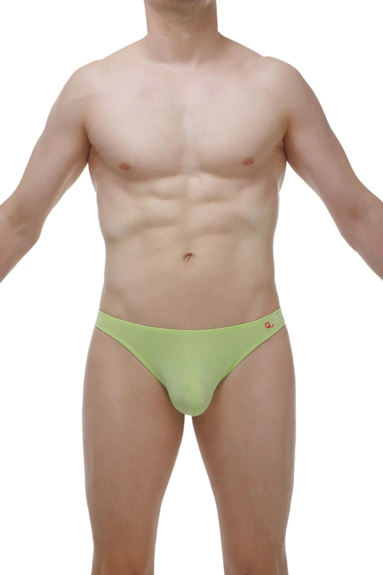 Petitq thong chill bamboo apple green light green form-fitting briefs with a small red logo on the waistband