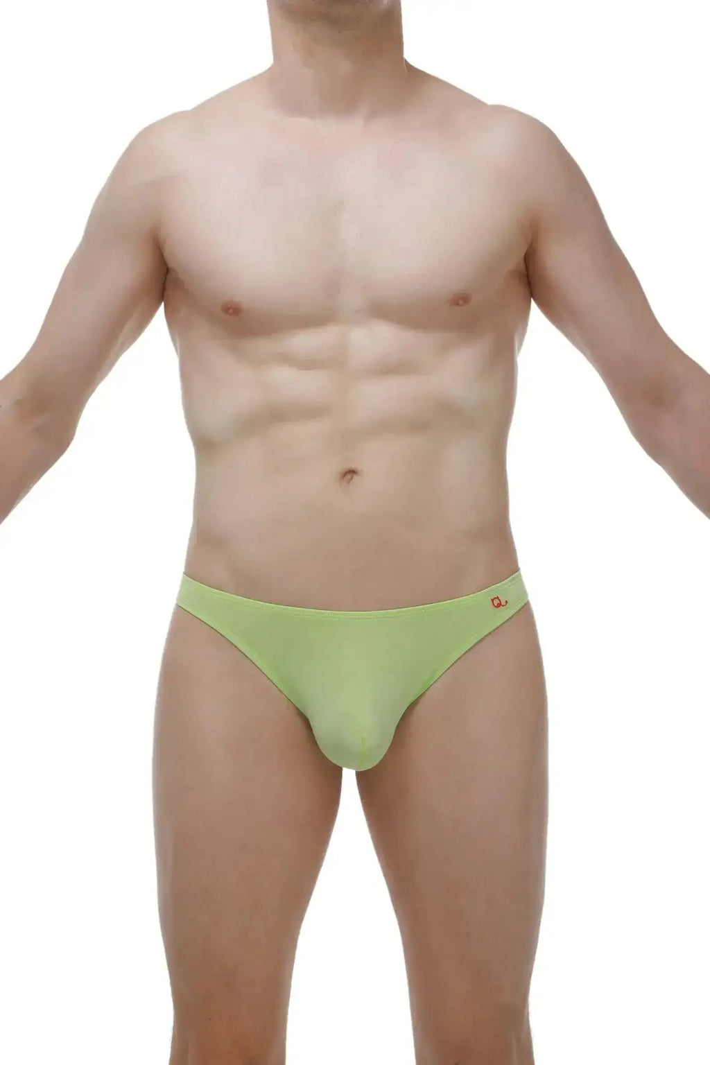 Petitq thong chill bamboo apple green light green form-fitting briefs with a small red logo on the waistband