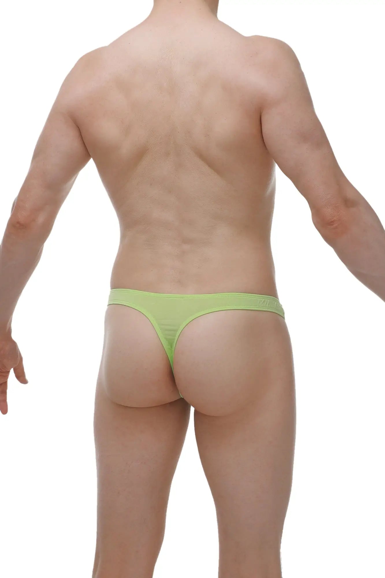 Petitq thong chill bamboo apple green lime green smooth stretchy fabric with snug fit and minimal design back side