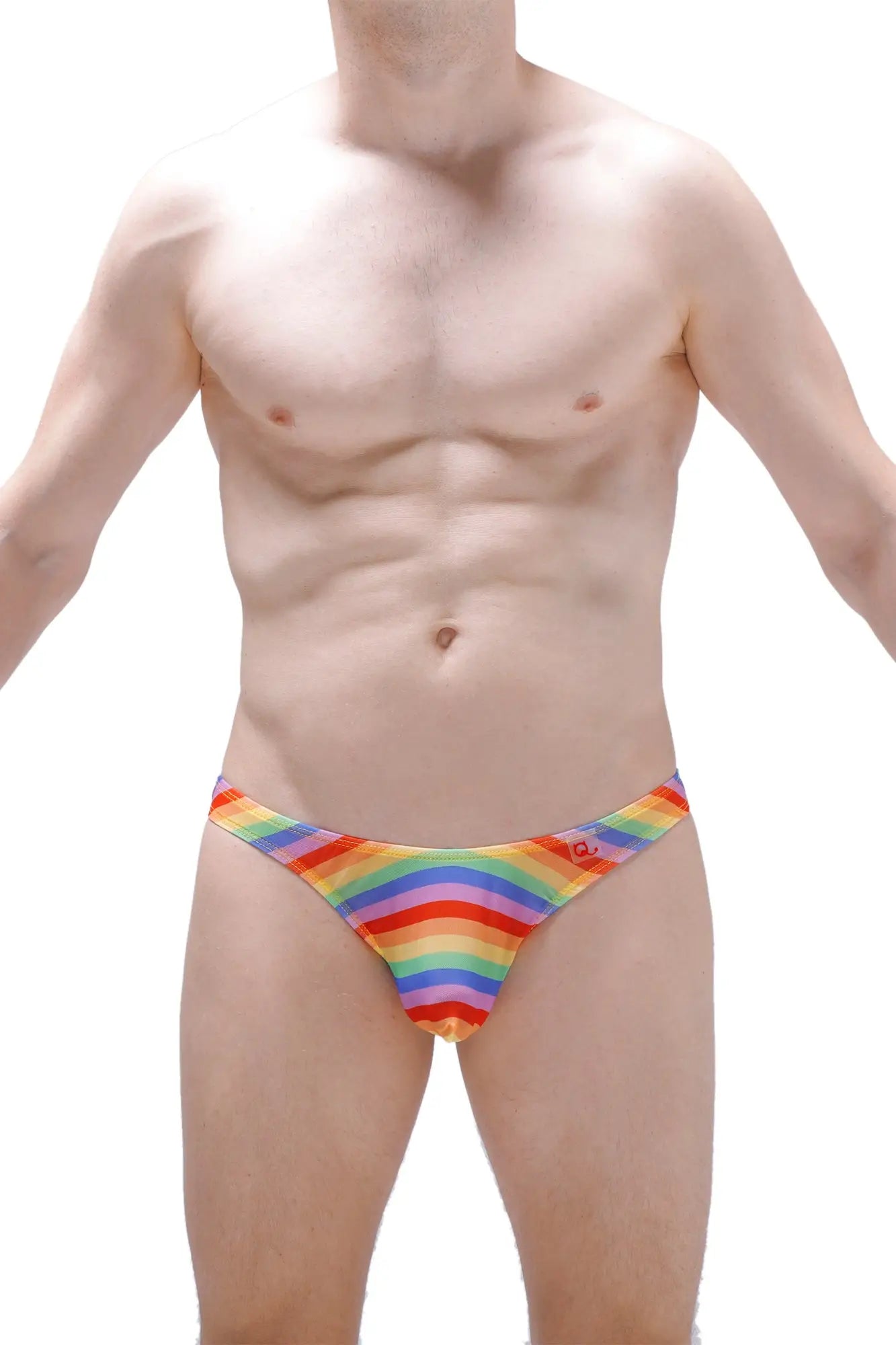 Petitq thong chill net rainbow snug rainbow-striped men’s briefs with breathable mesh material for comfort
