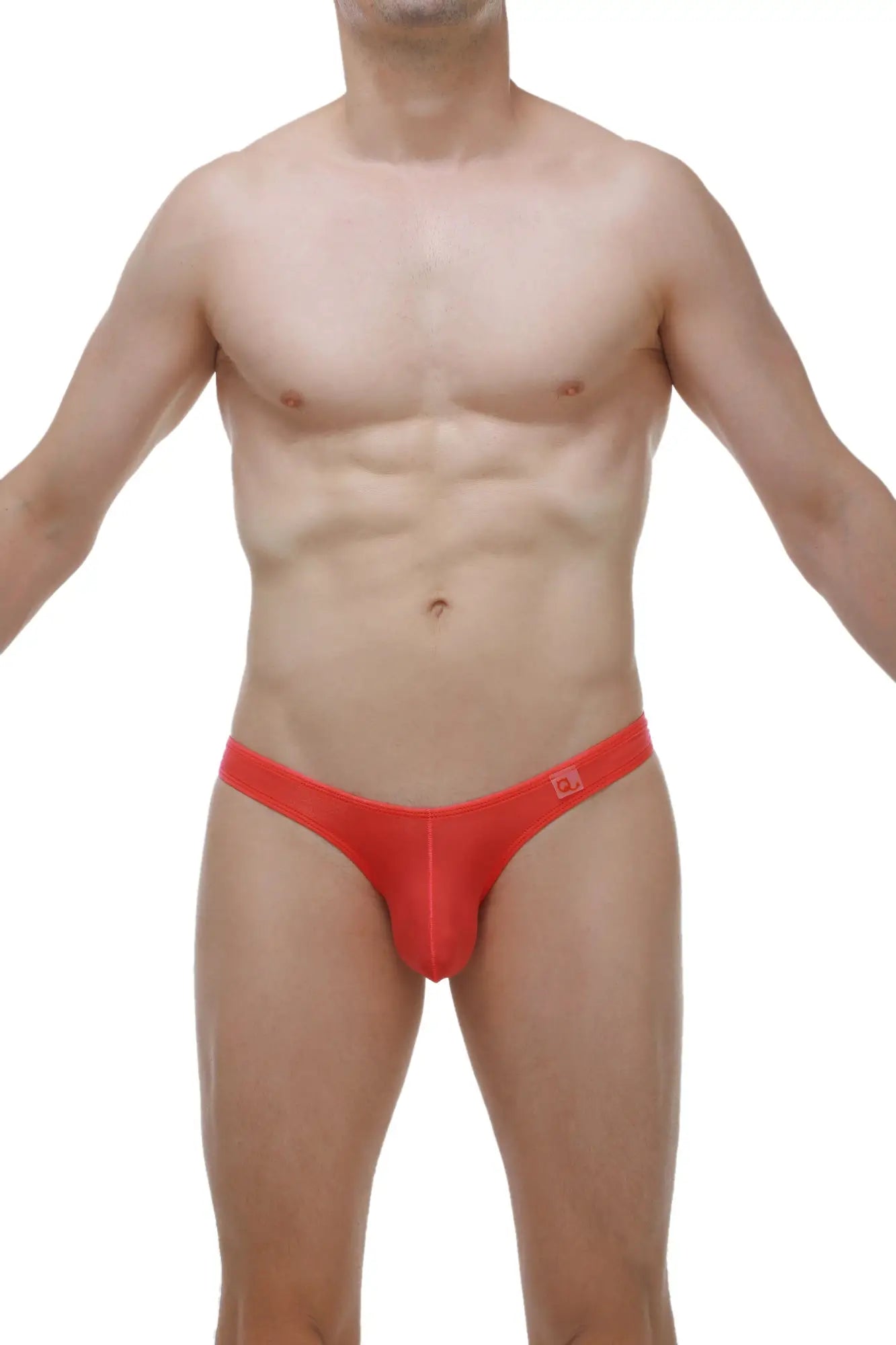 PetitQ thong dome plum crimson red men’s briefs with smooth stretchy fabric and small logo on the waistband