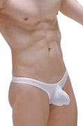 PetitQ thong dome plum white white men’s thong with smooth form-fitting design and subtle seam detail visible from back