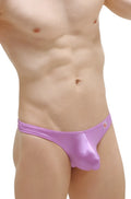 PetitQ thong Joe Colline purple metallic briefs with a sleek form-fitting design and small red waistband logo